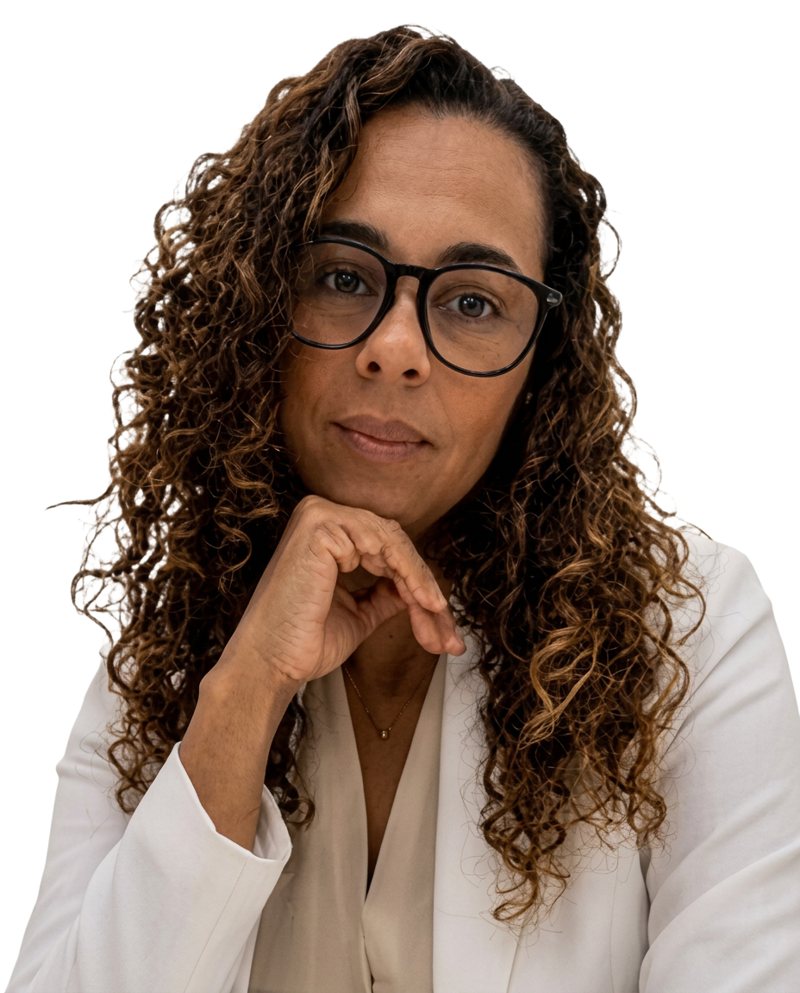 Retrato da psicóloga Nair Guimarães em seu consultório